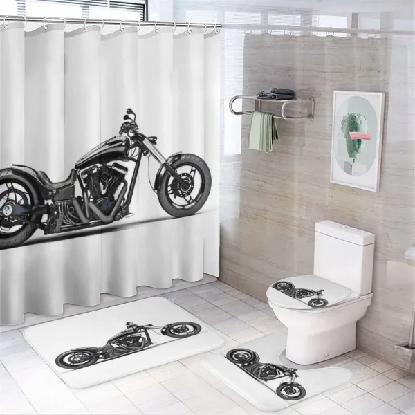 Custom Motorcycle on a shower curtain