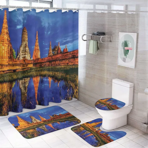 Eastern Stone Building on a shower curtain