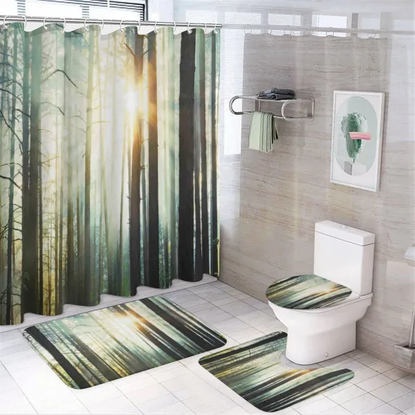 Fairy Foggy Forest Woods on a shower curtain