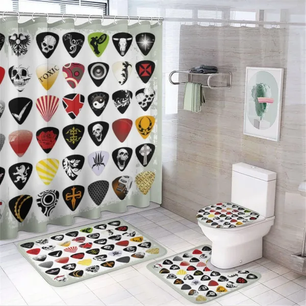 Guitar Picks Set on a shower curtain
