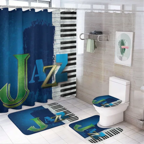 Jazz Music Keys Guitar on a shower curtain