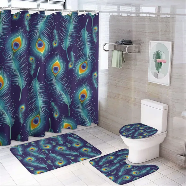 Peacock Bird Feathers on a shower curtain