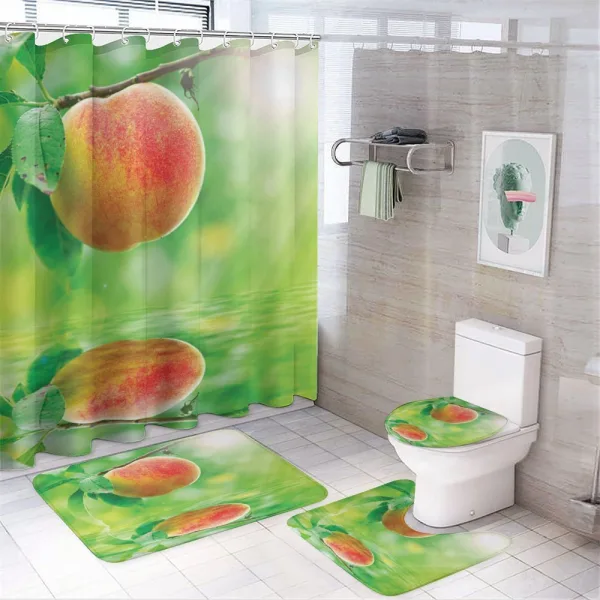 Ripe Nectarine on Branch on a shower curtain