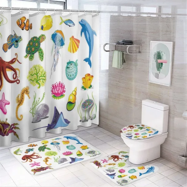Sea Animals Octopus Fish on a shower curtain