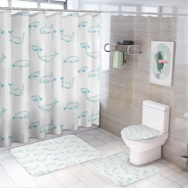 Simple Drawing Mammal Fish on a shower curtain