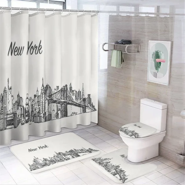 Simplistic Sketch of New York on a shower curtain