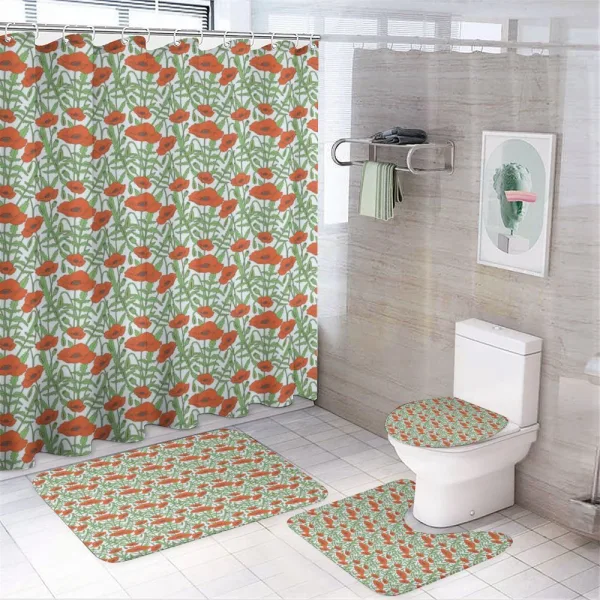 Spring Season Fresh Poppies on a shower curtain