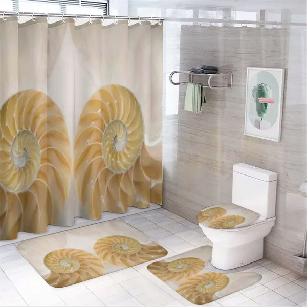 Symmetrical Seashells on a shower curtain