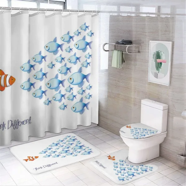 Think Differently Words on a shower curtain