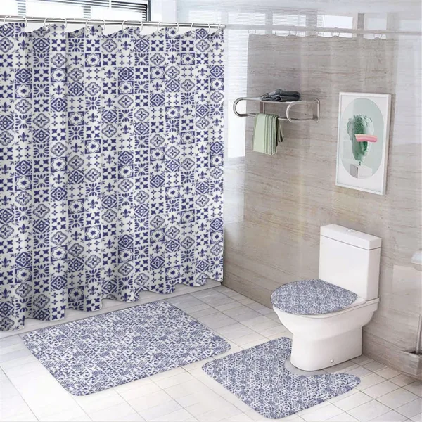 Tile Square Abstract Pattern on a shower curtain