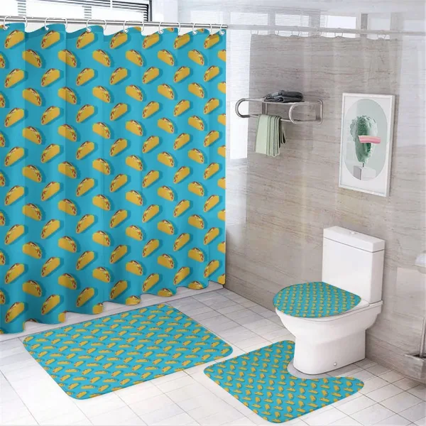 Tortilla with Veggies and Beef on a shower curtain