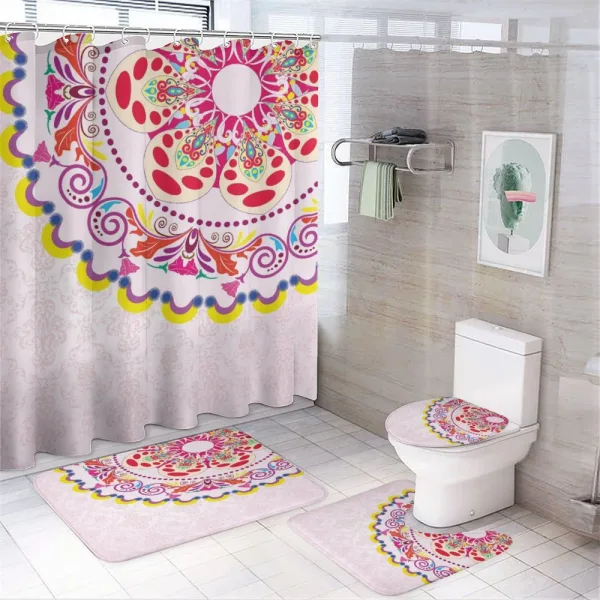 Vintage Flower Wreath on a shower curtain