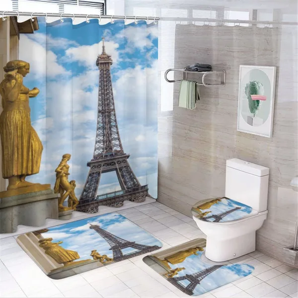 Antique Sculptures Eiffel on a shower curtain