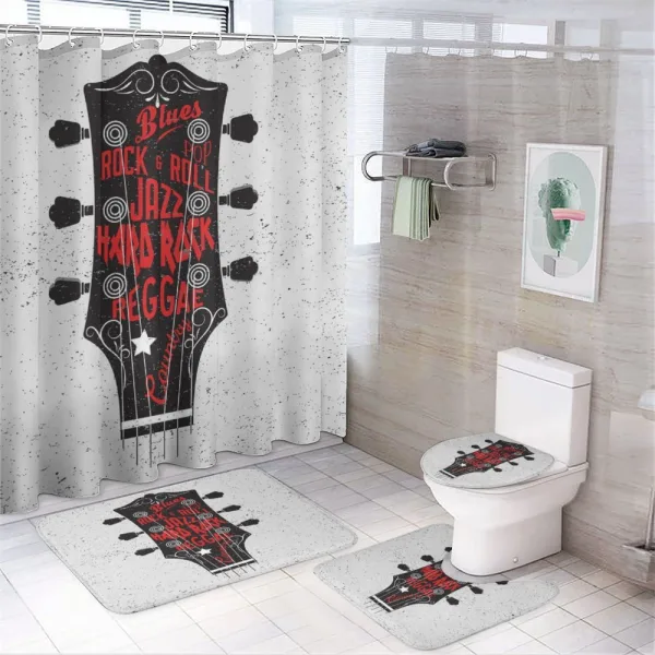 Blues Pop Hard Rock on a shower curtain