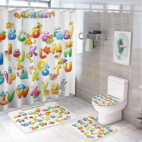 Cartoon Alphabet on a shower curtain