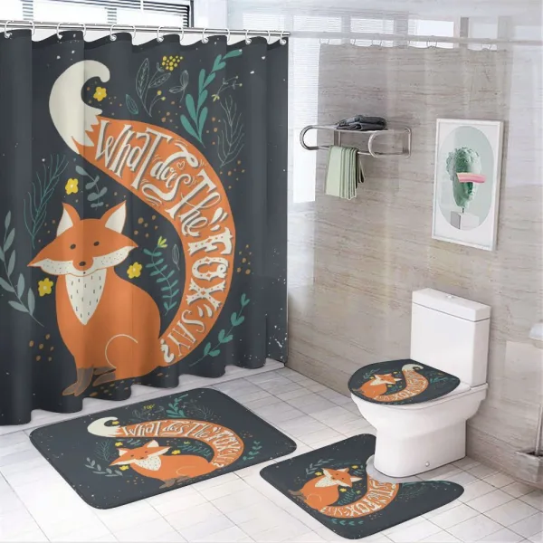 Cartoon Fox Funny Animal on a shower curtain