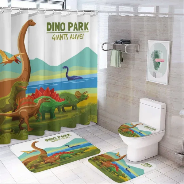 Dino Park Alive Theme on a shower curtain