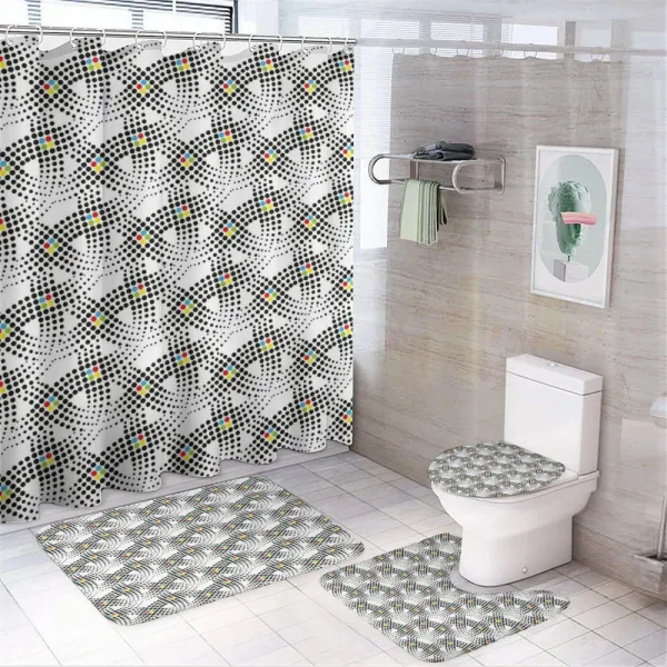 Dots Contrast Colors on a shower curtain