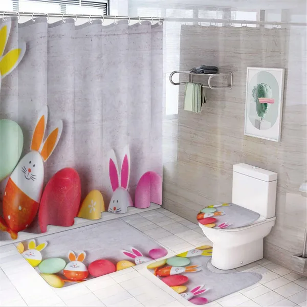 Eggs Colored with Ears on a shower curtain