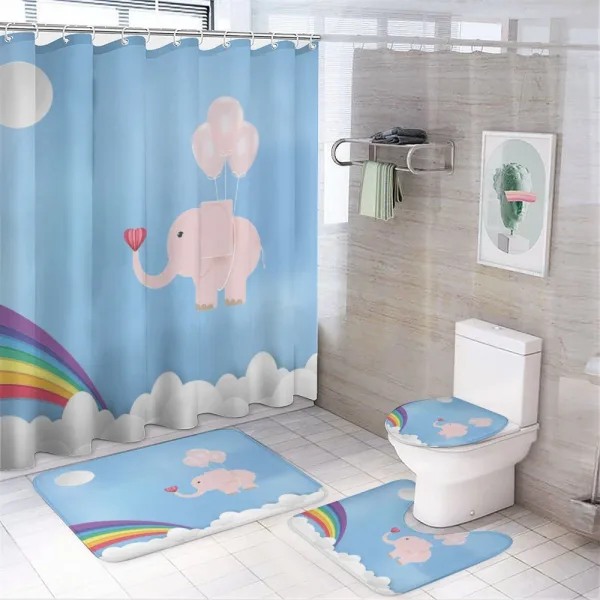 Elephant Rainbow Sky on a shower curtain