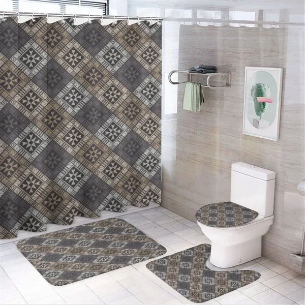 Ethnic Tribal Structures on a shower curtain