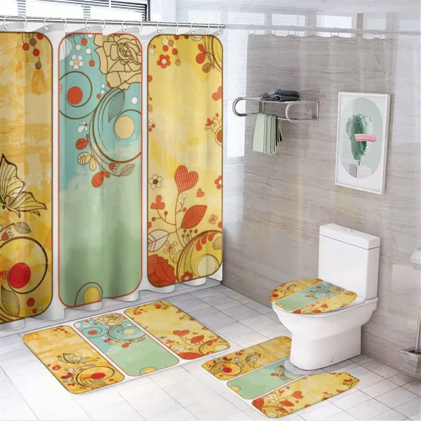 Floral Detailed Frames on a shower curtain