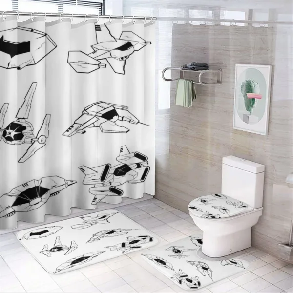 Futuristic Spaceship on a shower curtain
