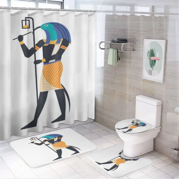 Half Human with Bird Head on a shower curtain