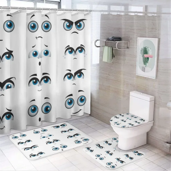Humor Faces Children Themed on a shower curtain