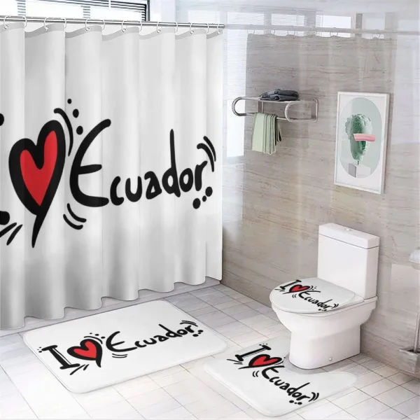 I Heart Ecuador Typography on a shower curtain