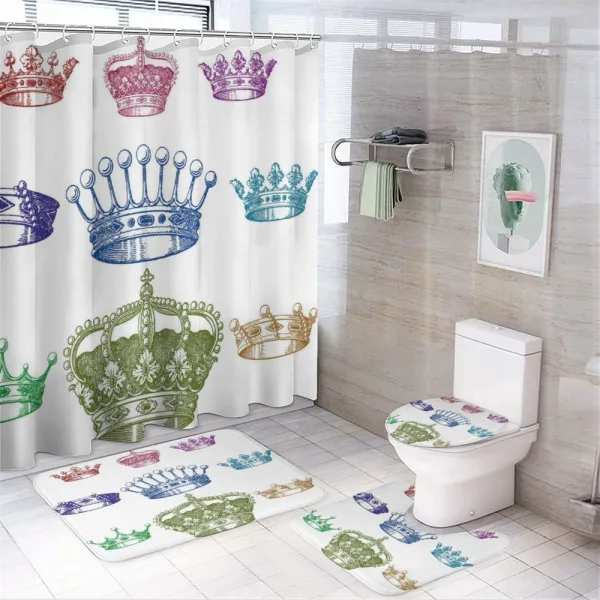 Old Antique Crown Set on a shower curtain