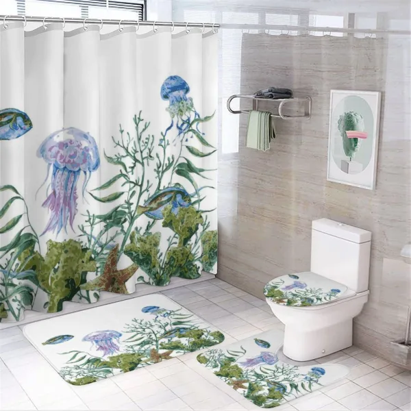 Seaweed Jellyfish Fish on a shower curtain