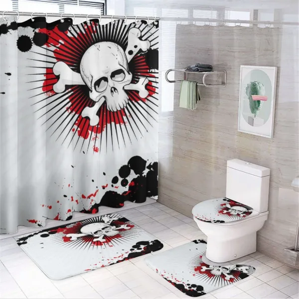 Skull Bones Grunge on a shower curtain