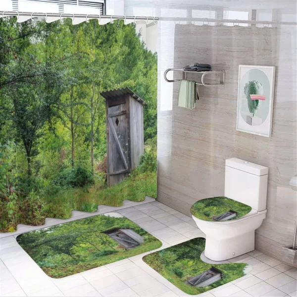 Spring Forest Worn Hut on a shower curtain