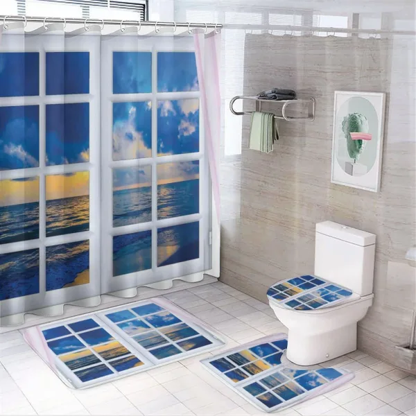 Sunset Sea Scenery on a shower curtain