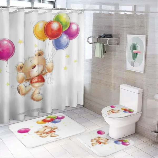 Teddy Bear with Baloon on a shower curtain