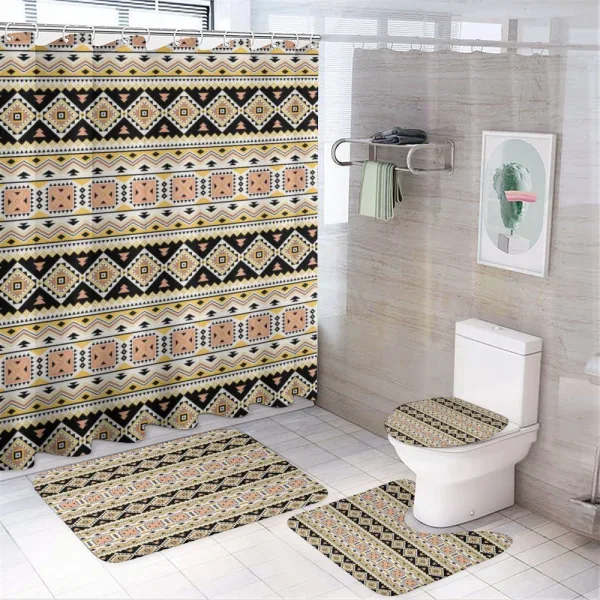 Triangles Tribal Motifs Art on a shower curtain