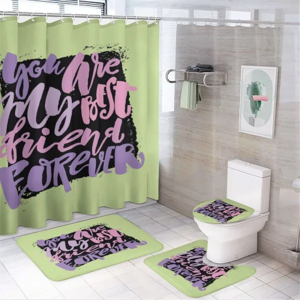 Vivid Words Lettering on a shower curtain