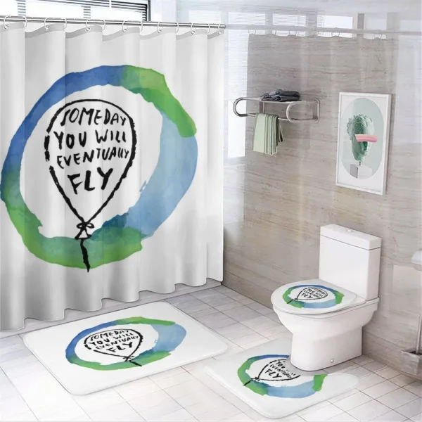 Watercolor Encouraging Text on a shower curtain