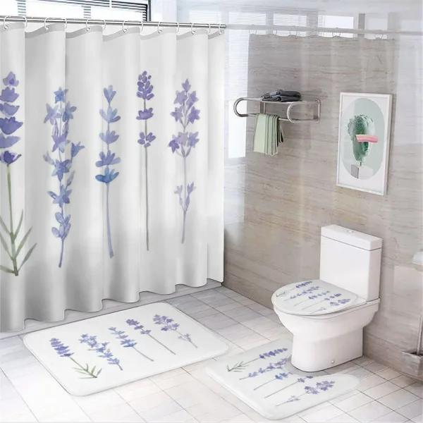 Watercolor Rural Herbs on a shower curtain