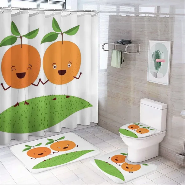 Cartoon Fruit on a shower curtain
