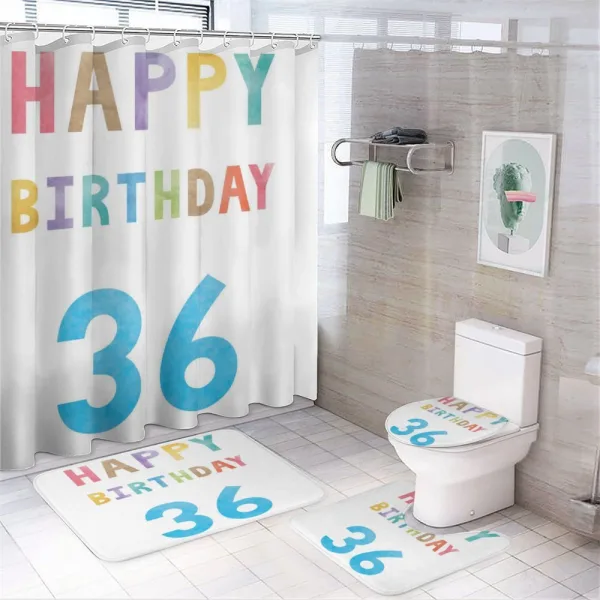 Colorful Party Words on a shower curtain