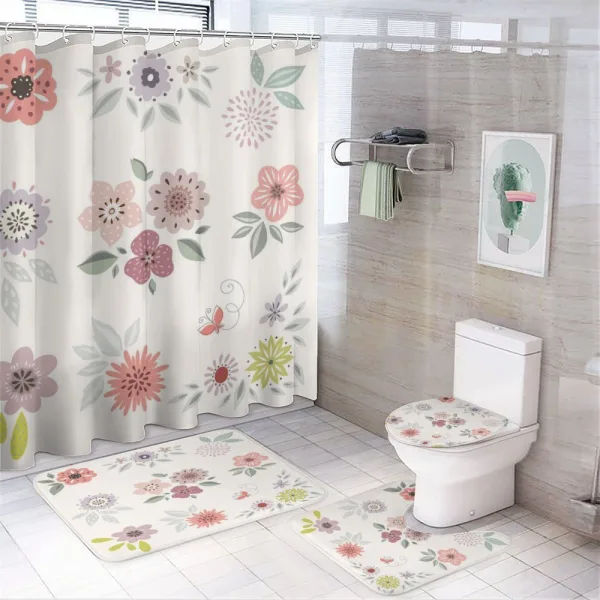 Continuous Flowers on a shower curtain
