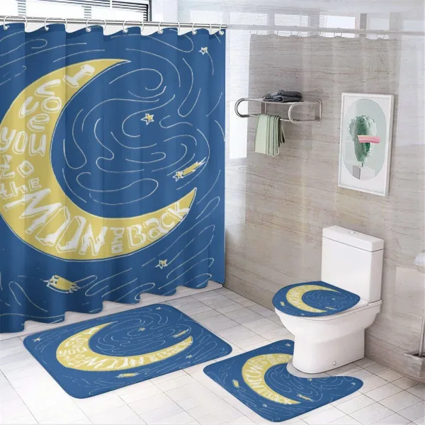 Crescent Moon Comet on a shower curtain