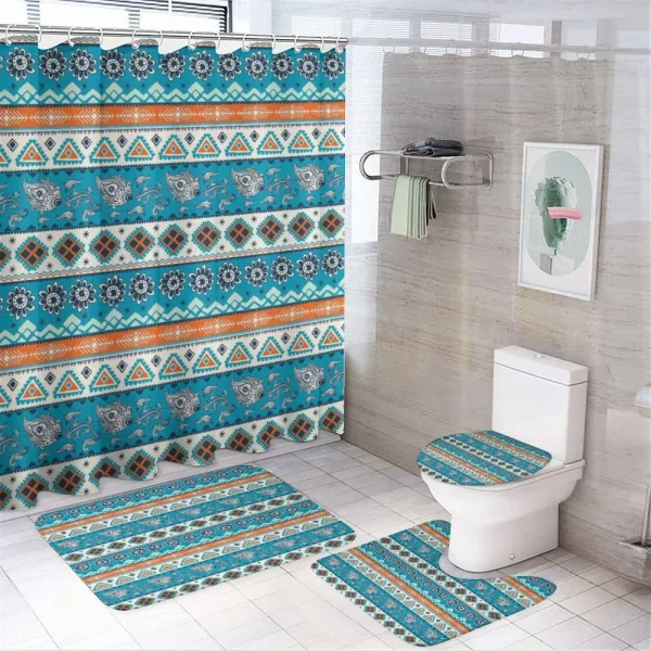 Floral Aztec Art Pattern on a shower curtain