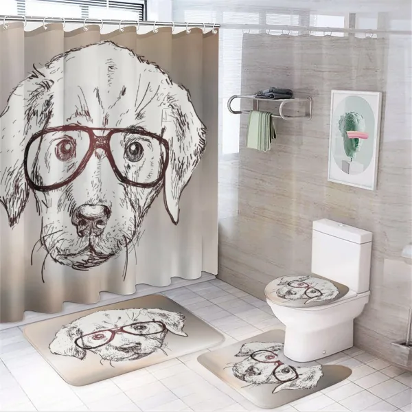 Hipster Puppy Glasses on a shower curtain