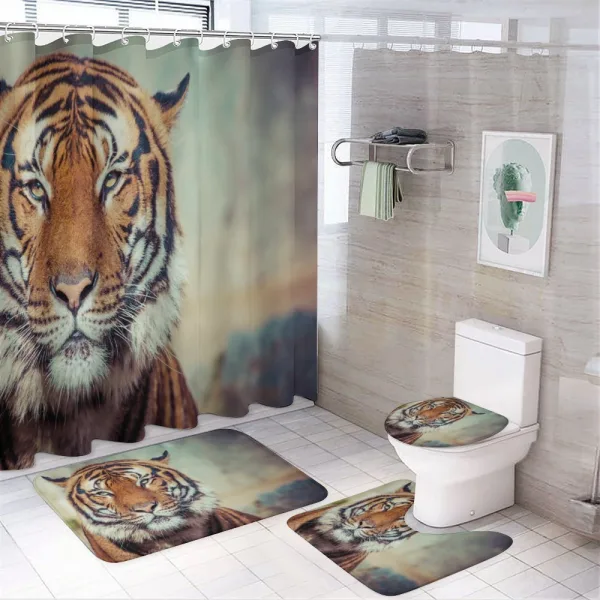 Large Calm Wild Cat Blur on a shower curtain