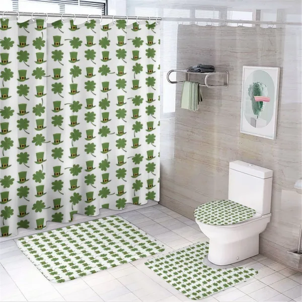 Leprechaun Hat and Shamrock on a shower curtain
