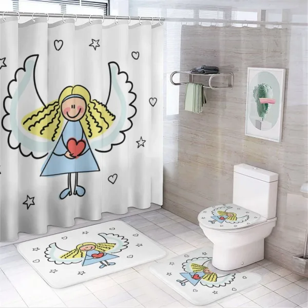 Little Girl Red Heart on a shower curtain