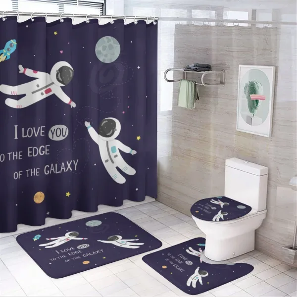 Love Wording Astronauts on a shower curtain